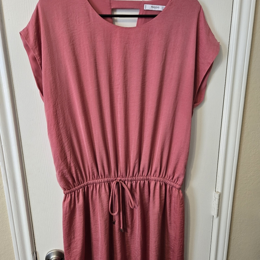 Mango Pink Pleated Sundress with Dolman Sleeves